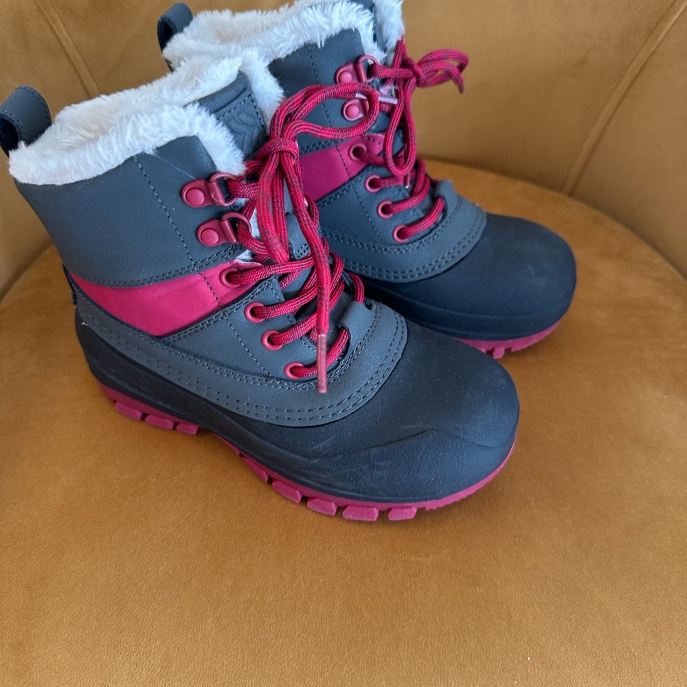 all in motion Kids Gray and Pink Waterproof Winter Boots with Faux-Fur Lining